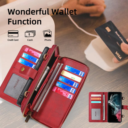 3-in-1 Crossbody Strap Leather All-inclusive Protective Cover With Zipper Wallet For Samsung