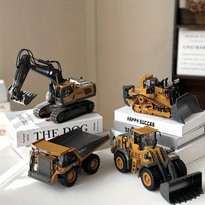 2.4Ghz Remote Control Excavator Toy Metal Shovel, 11 Channel RC Construction Bulldozer Vehicles Digger Toys Gift With Light And Sound