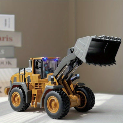 2.4Ghz Remote Control Excavator Toy Metal Shovel, 11 Channel RC Construction Bulldozer Vehicles Digger Toys Gift With Light And Sound