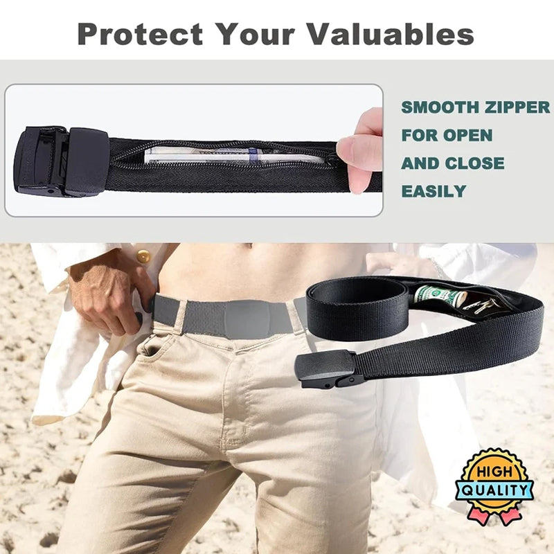 Anti Theft Belt With Hidden Money Pouch