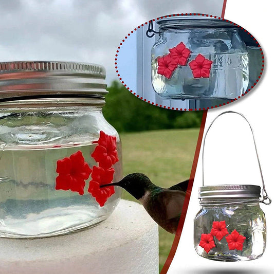 Beautiful Mason Jar Hummingbird Feeder W/Three Ports