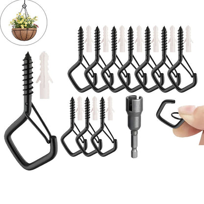 10pcs Square Snap Hanging Hooks - Anti-Drop Bonsai Hooks with Safety Buckles for Christmas Rope String Lights