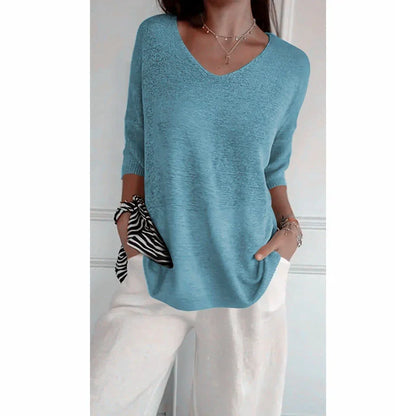 💥Last Day 49% OFF 💕Solid Color Knitted V-neck Top