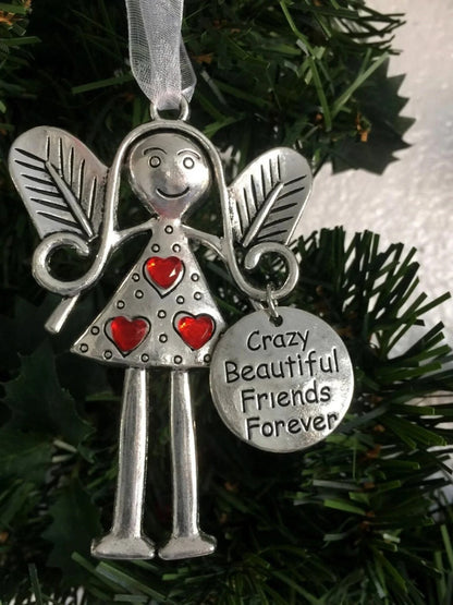 💗Crazy Beautiful Friends Forever -👼 Angel Ornament Christmas Gift