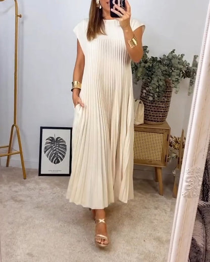 🎁LAST DAY SALE 49% OFF🎁Women Pleated Simple Solid Color Dress