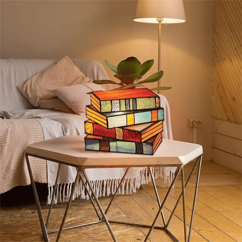 🎁💝2024 Mother's Day Gifts -📚Stained Stacked Books Lamp