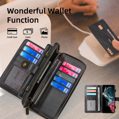 3-in-1 Crossbody Strap Leather All-inclusive Protective Cover With Zipper Wallet For Samsung