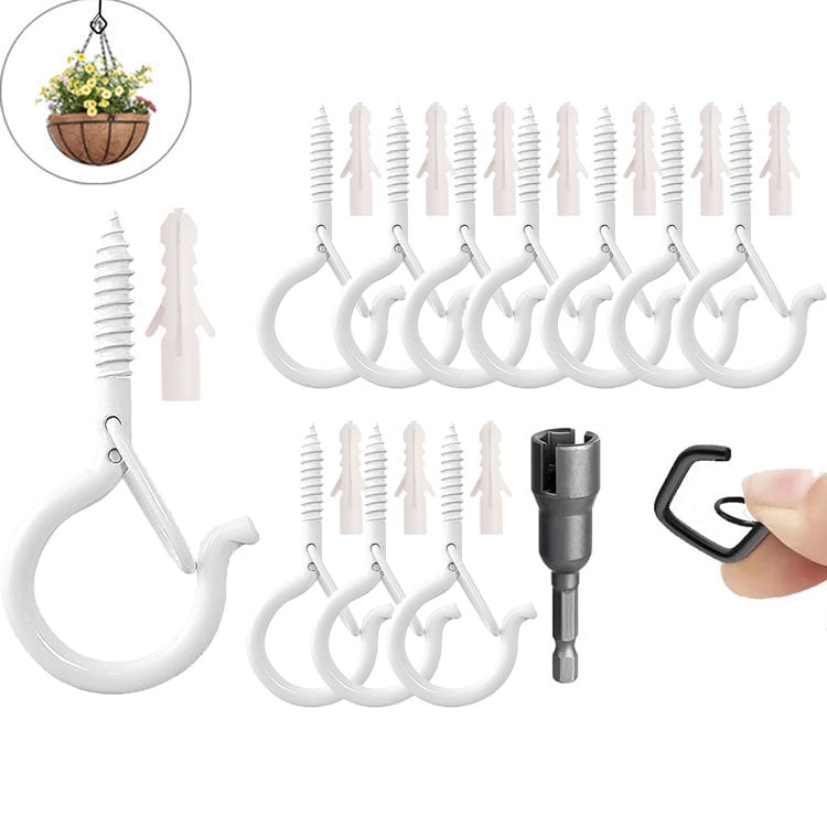 10pcs Square Snap Hanging Hooks - Anti-Drop Bonsai Hooks with Safety Buckles for Christmas Rope String Lights