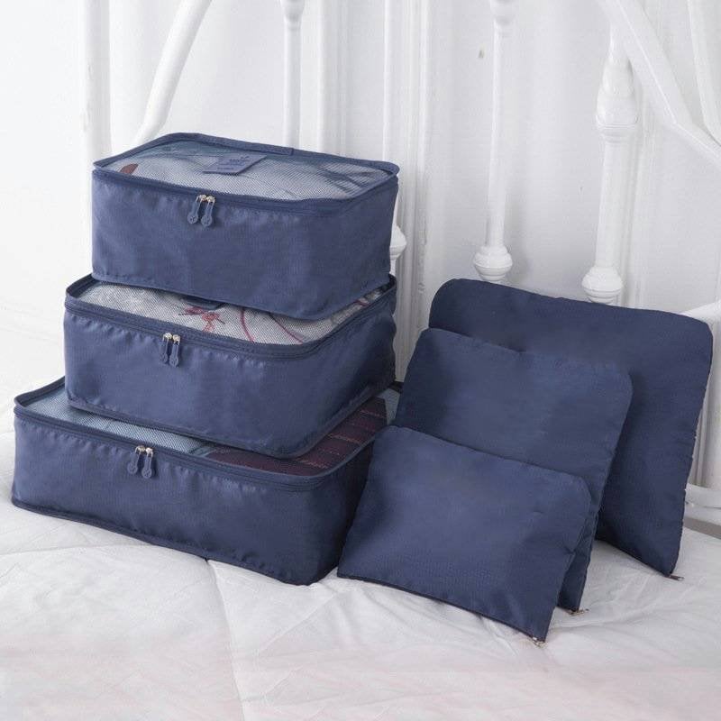 6 pieces portable luggage packing cubes