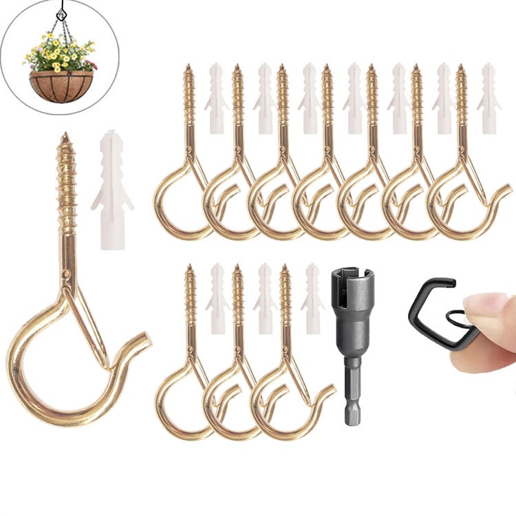 10pcs Square Snap Hanging Hooks - Anti-Drop Bonsai Hooks with Safety Buckles for Christmas Rope String Lights