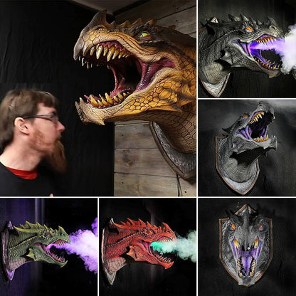 🐲Dragon Head Wall Mount Prop("Smoke & Fire")