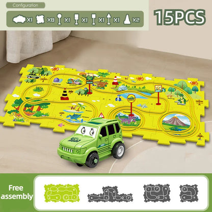 Children's Educational Puzzle Track Car Play Set