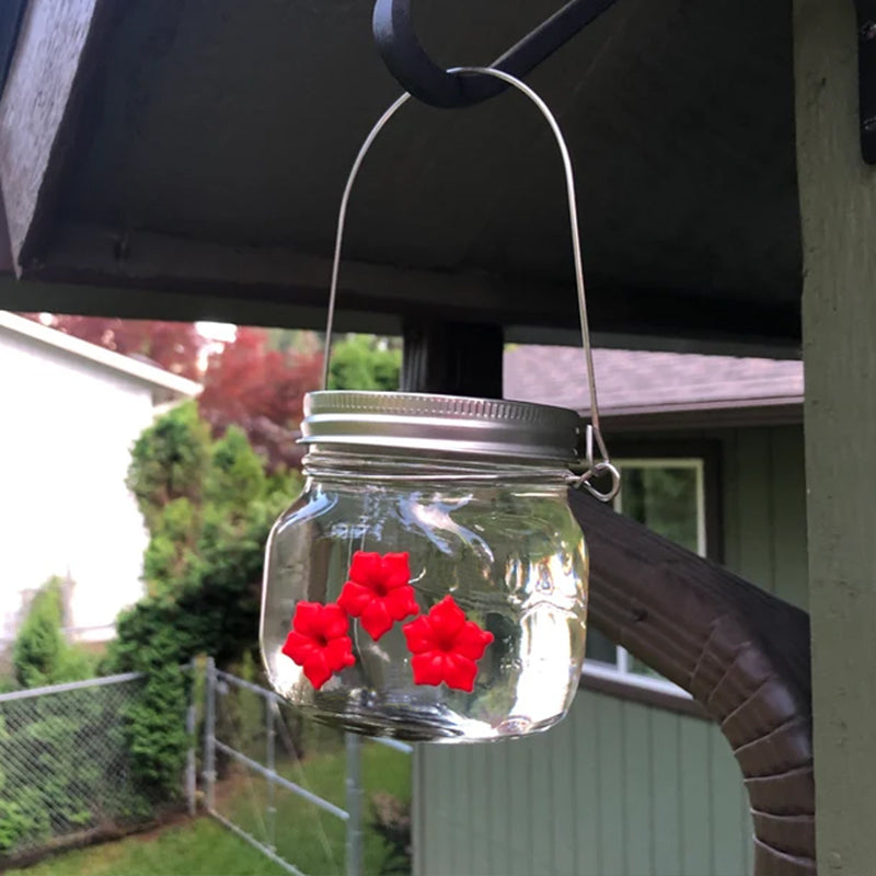 Beautiful Mason Jar Hummingbird Feeder W/Three Ports