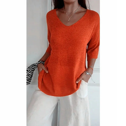 💥Last Day 49% OFF 💕Solid Color Knitted V-neck Top