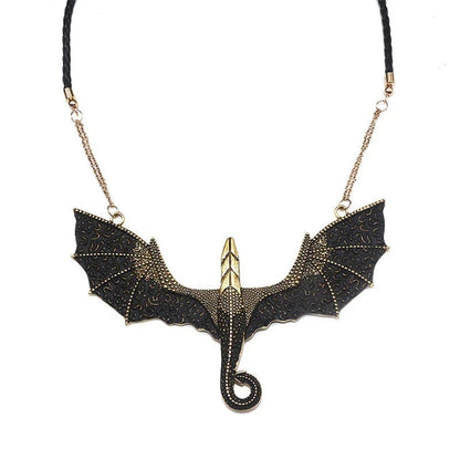 Black Winged Flying Dragon Necklace