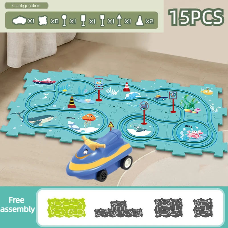 Children's Educational Puzzle Track Car Play Set