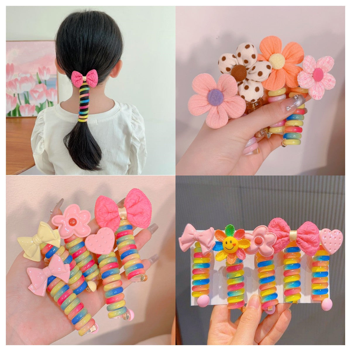 Colorful Telephone Wire Hair Bands for Kids