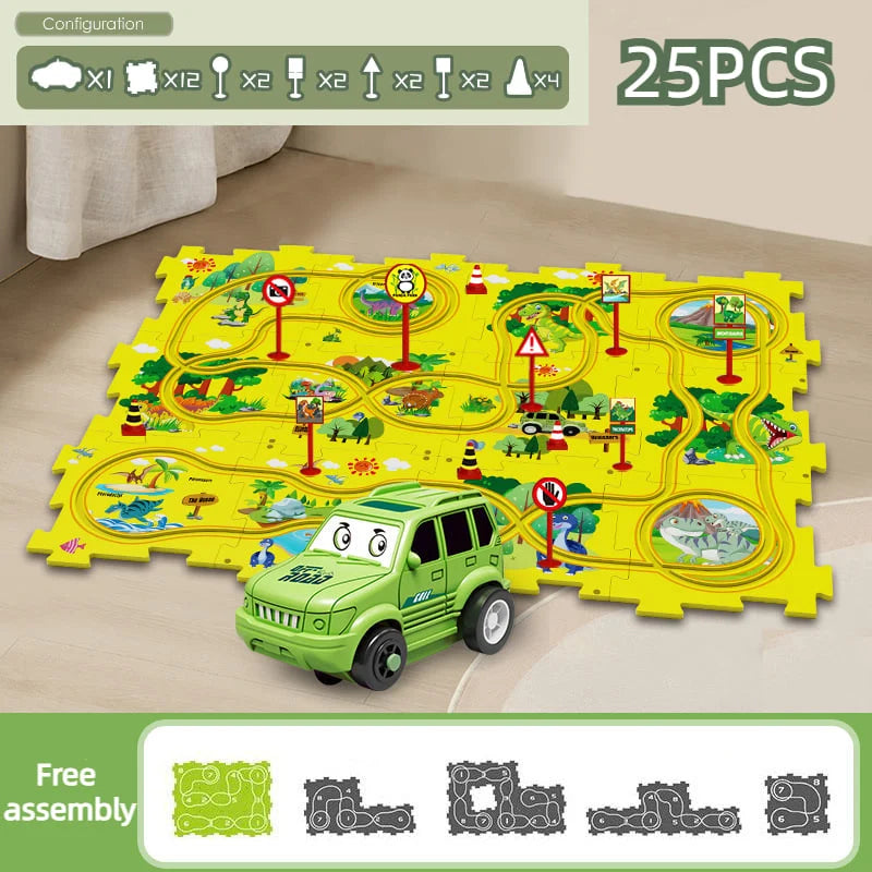 Children's Educational Puzzle Track Car Play Set