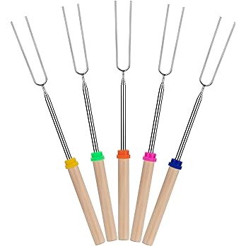 5 Extendable Stainless Steel BBQ Roasting Sticks