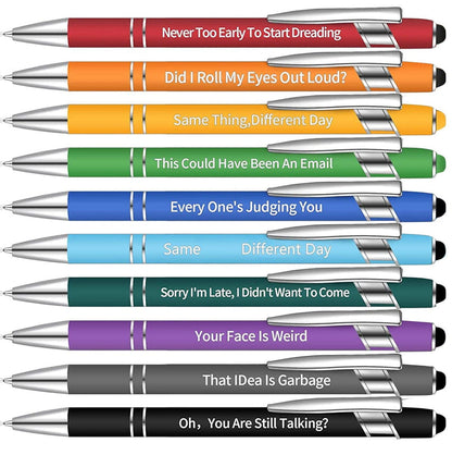 10 pcs Funny Office Ballpoint Pens (Black Ink)