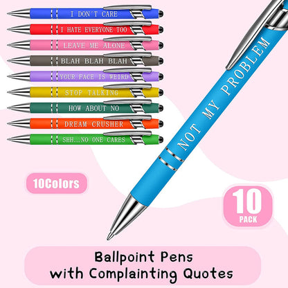 10 pcs Funny Office Ballpoint Pens (Black Ink)