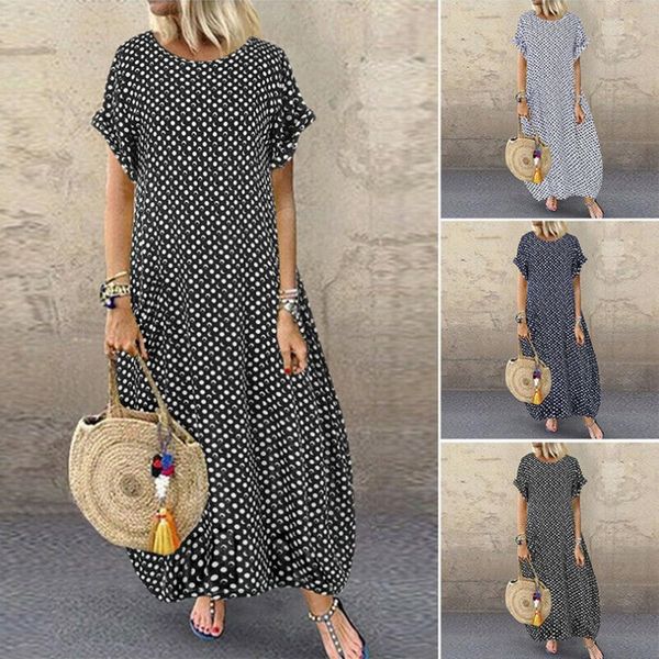 🔥Polka Dot Print Short Sleeve Plus Size Dress