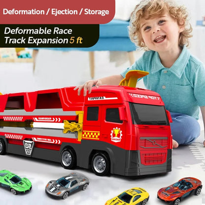 🎅Xmas Sales💥Mega Hauler Truck With Ejection Race Track