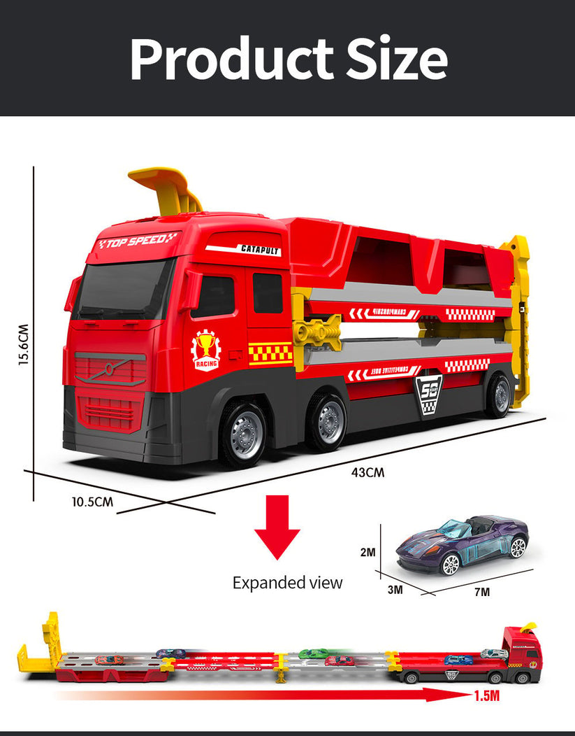 🎅Xmas Sales💥Mega Hauler Truck With Ejection Race Track