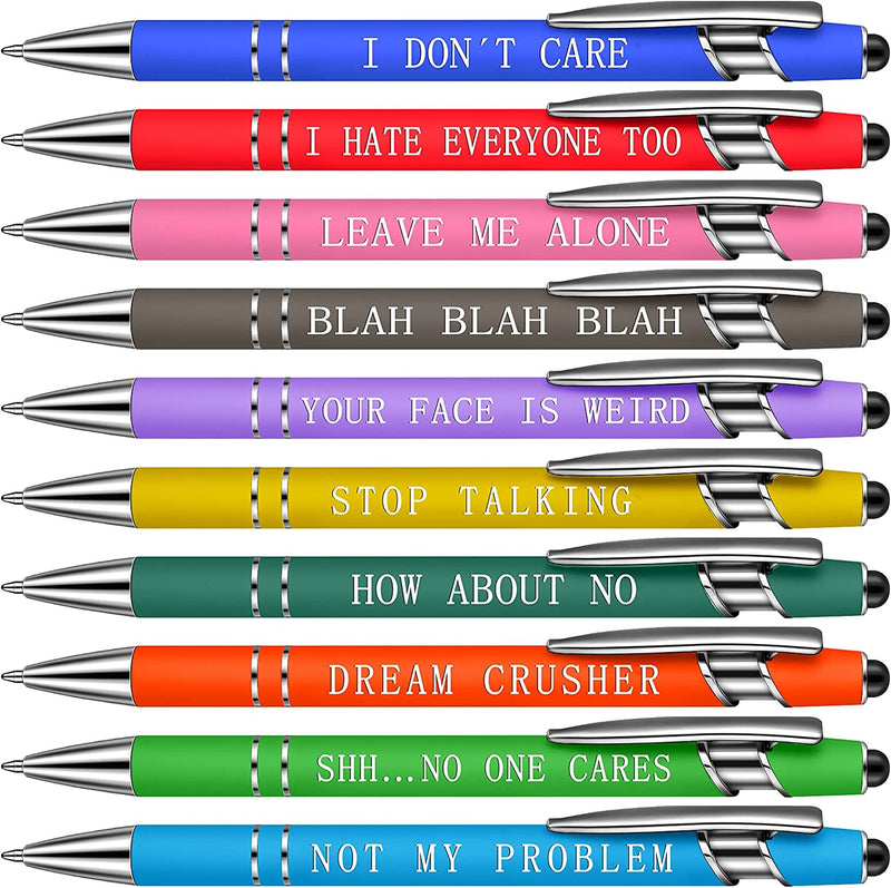 10 pcs Funny Office Ballpoint Pens (Black Ink)