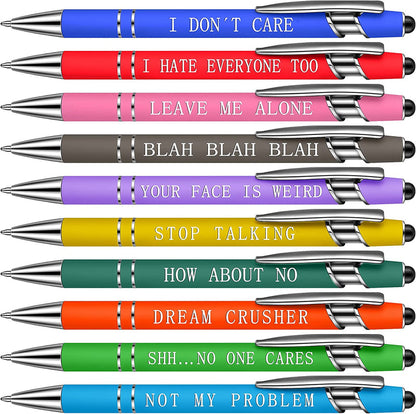 10 pcs Funny Office Ballpoint Pens (Black Ink)