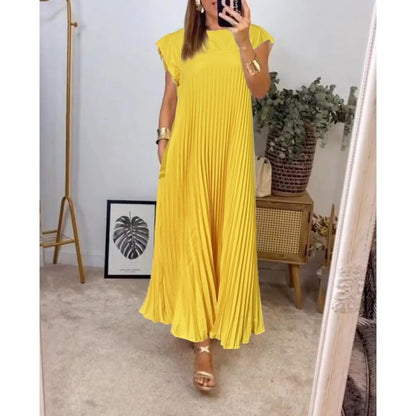 🎁LAST DAY SALE 49% OFF🎁Women Pleated Simple Solid Color Dress