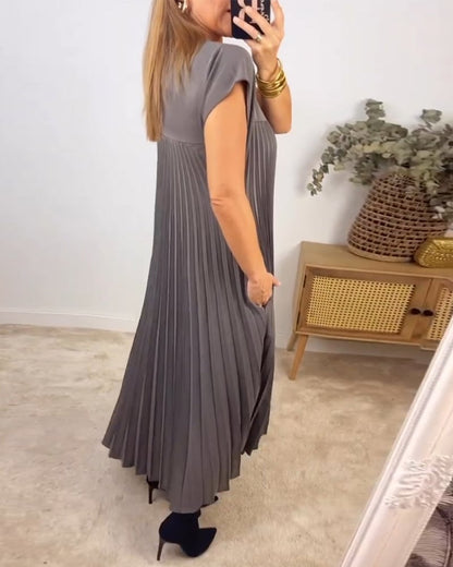 🎁LAST DAY SALE 49% OFF🎁Women Pleated Simple Solid Color Dress