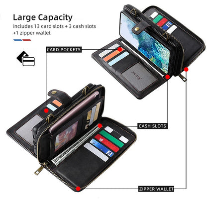 3-in-1 Crossbody Strap Leather All-inclusive Protective Cover With Zipper Wallet For Samsung