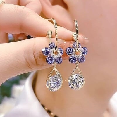 Fashion Flower Crystal Earrings