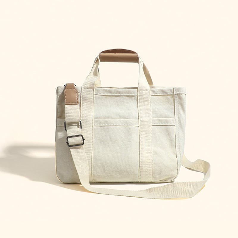 Canvas Tote Bag with Multi Pockets