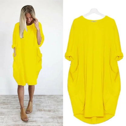 2023 New In-💝16 Colors Women Casual Loose Pocket Long Sleeves Dress