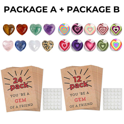 24 Pack Valentines Cards with Heart-Shape Crystals