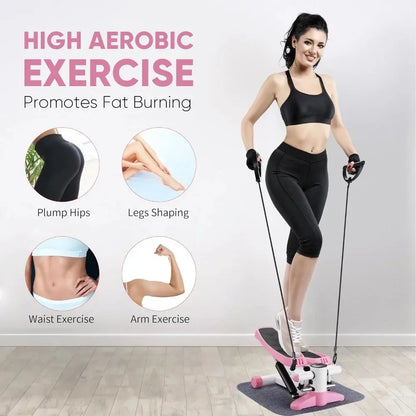 Compact Vertical Exercise Stepper with Resistance Bands