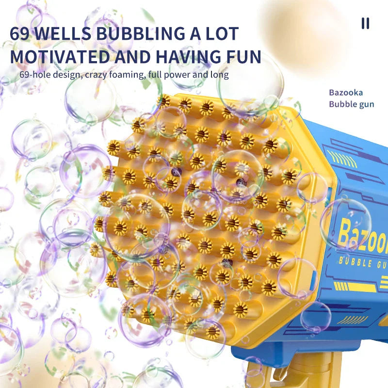 69 Holes Electric Bubble Gun Automatic Gatling With Light