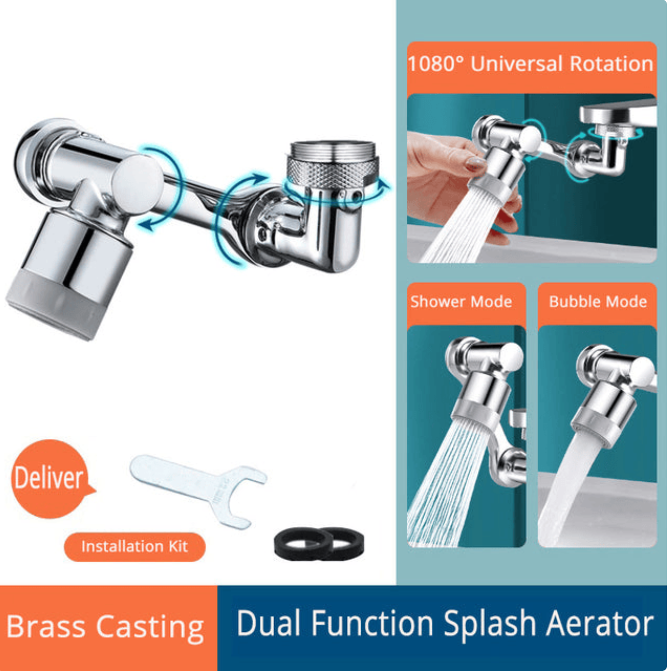 Cartesso 1080° Rotating Faucet Extender Aerator V1