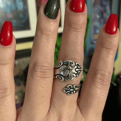 Adjustable Bee Silver Ring