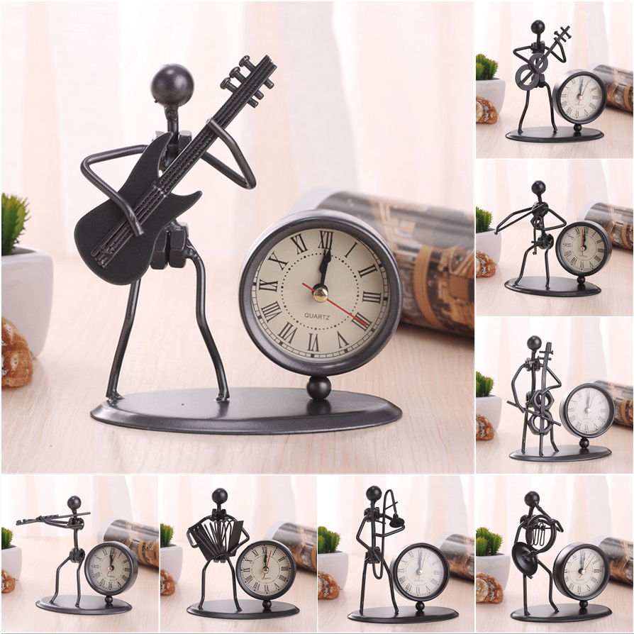 Creative Wrought Iron Musical Instrument Villain Clock