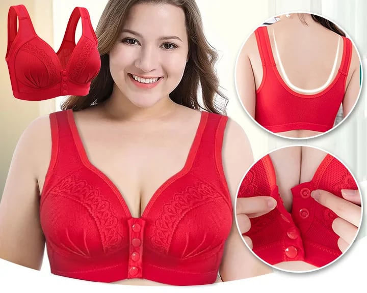 2023 breathable cotton bra with front button