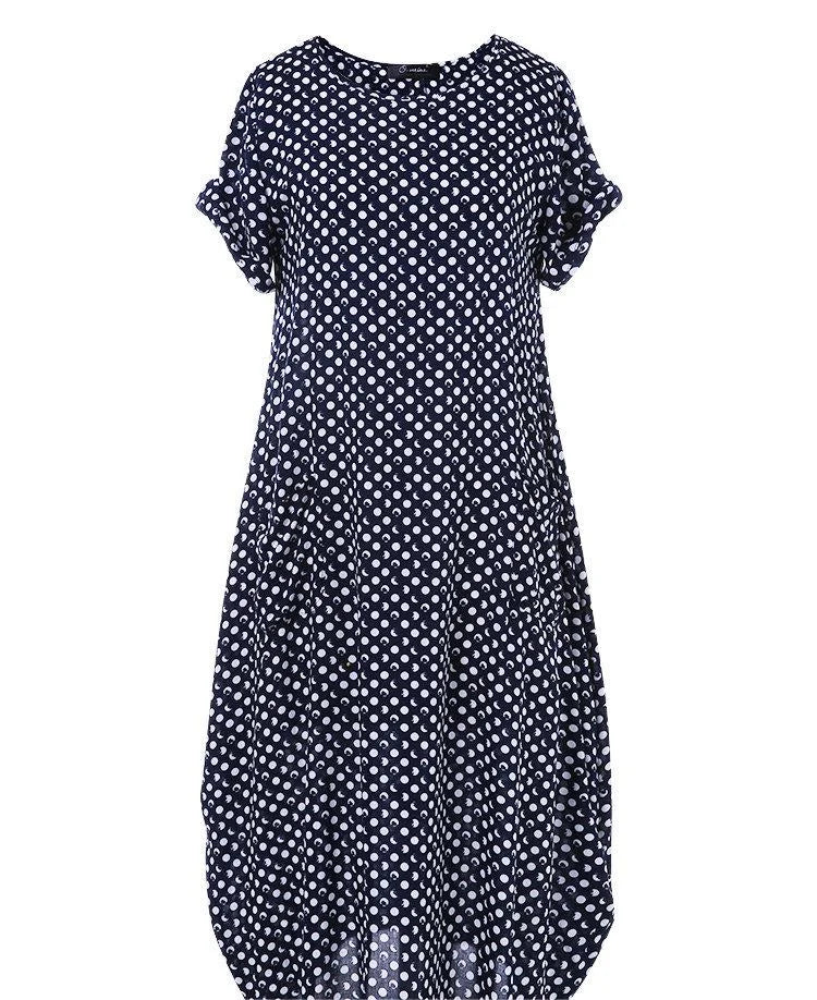 🔥Polka Dot Print Short Sleeve Plus Size Dress