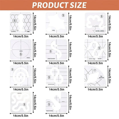 11Pcs Free Motion Quilting Stencils