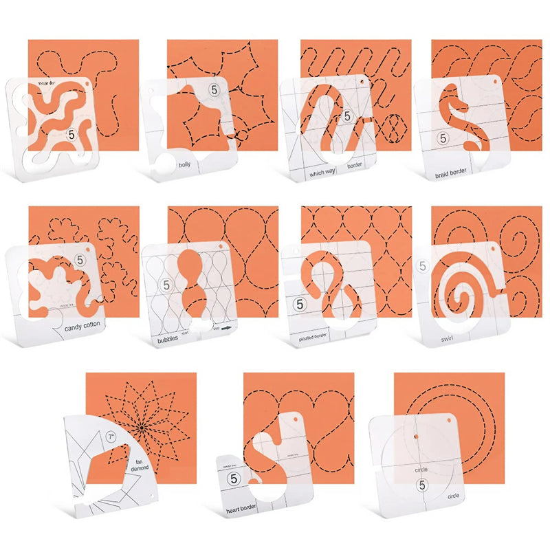 11Pcs Free Motion Quilting Stencils