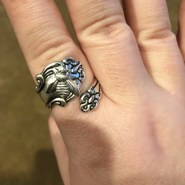 Adjustable Bee Silver Ring