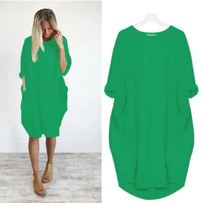 2023 New In-💝16 Colors Women Casual Loose Pocket Long Sleeves Dress