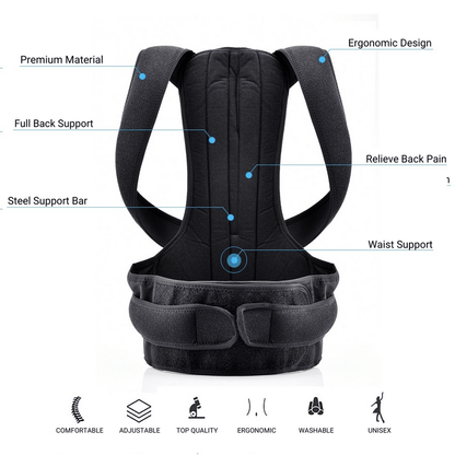 Adjustable Back Posture Belt Office Home Gym Unisex