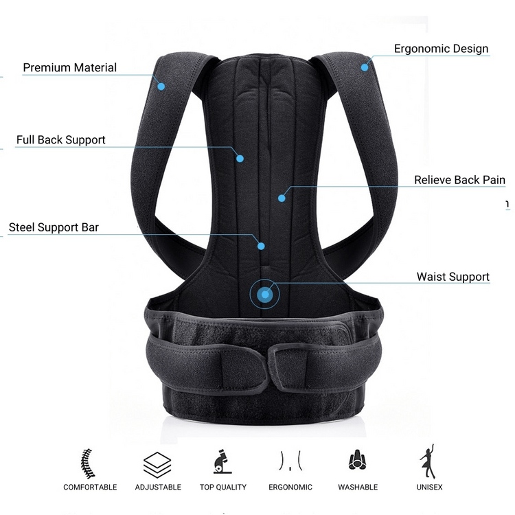 Pasengerast Adjustable Back Posture Belt Office Home Gym Unisex